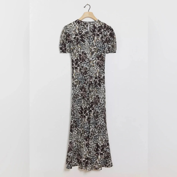 NWT Dolan (Anthropologie) Moira Bias MIDI Dress Brown Motif Size Small - Picture 2 of 11